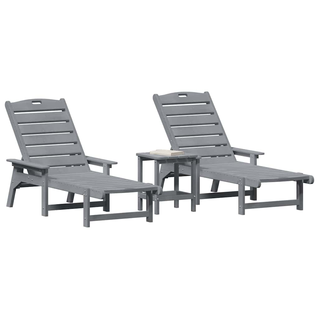 Sonnenliege 3 pcs Hellgrau Polyethylen