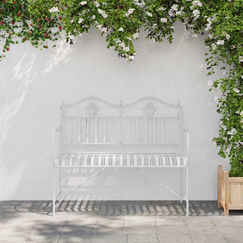 Gartenbank Antik Weiß 103,5 x 59 x 89 cm Stahl