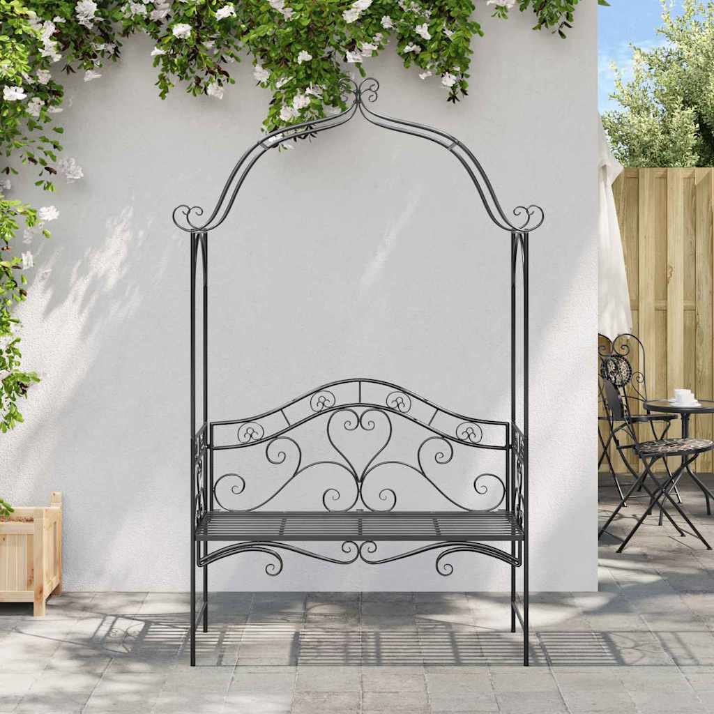 Gartenbank Schwarz 121 x 48 x 200 cm Stahl