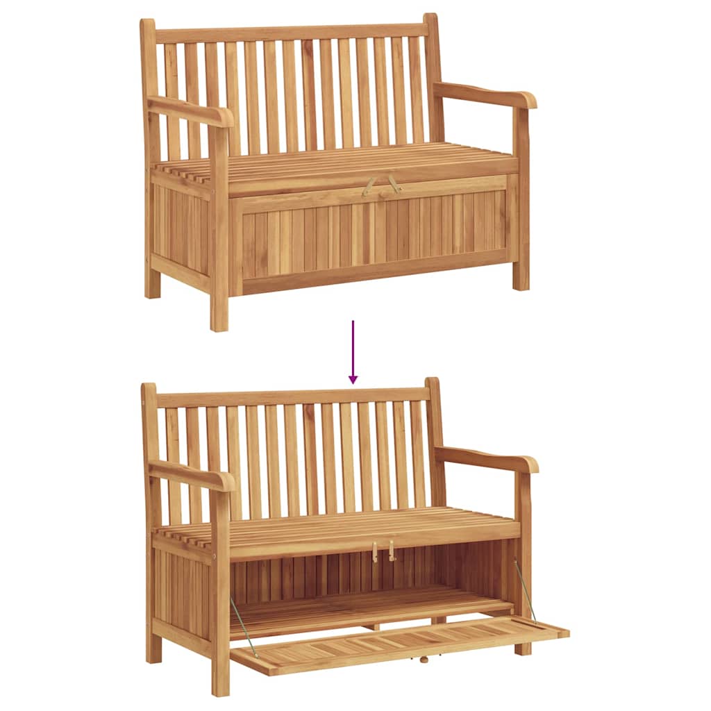 Gartenbank mit Speicher 114 x 60 x 90 cm Massivholz Teak