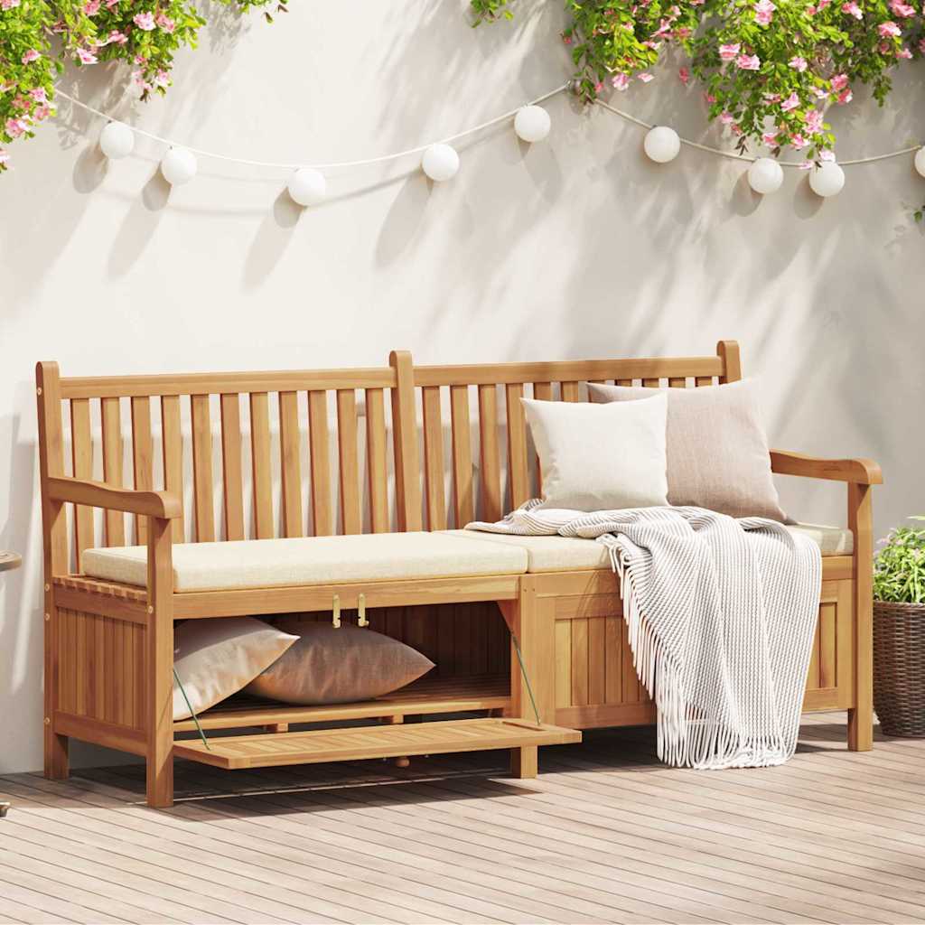 Gartenbank mit Speicher 180 x 60 x 90 cm Massivholz Teak