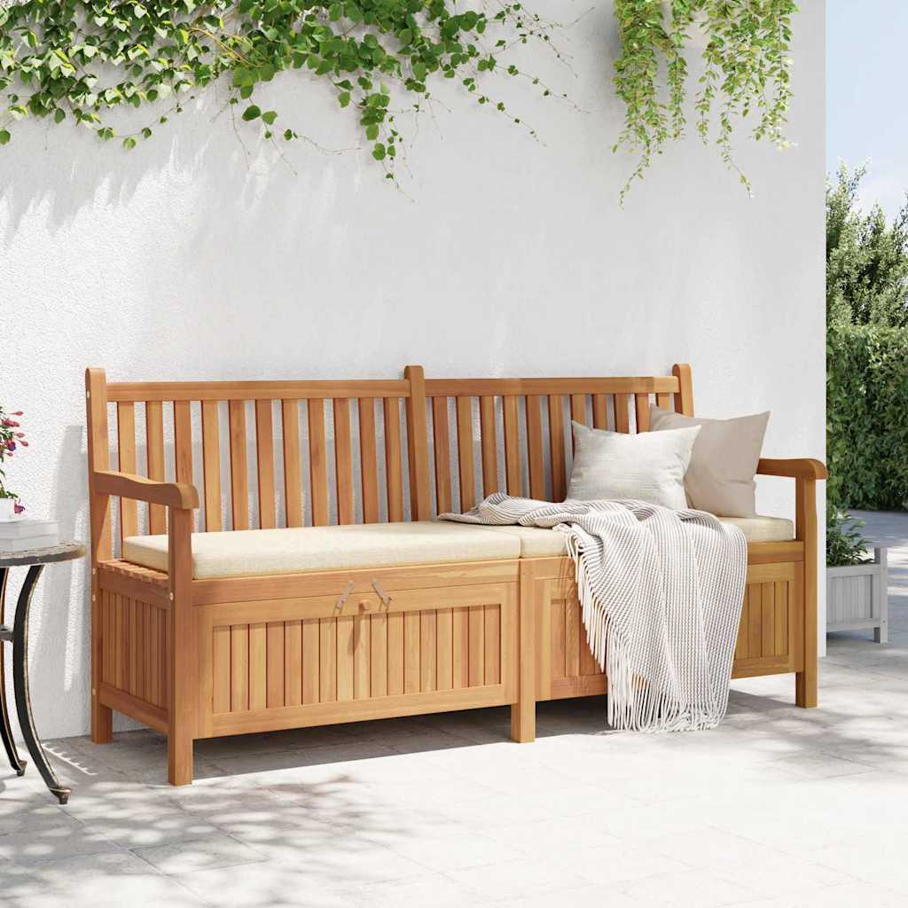 Gartenbank mit Speicher 180 x 60 x 90 cm Massivholz Teak