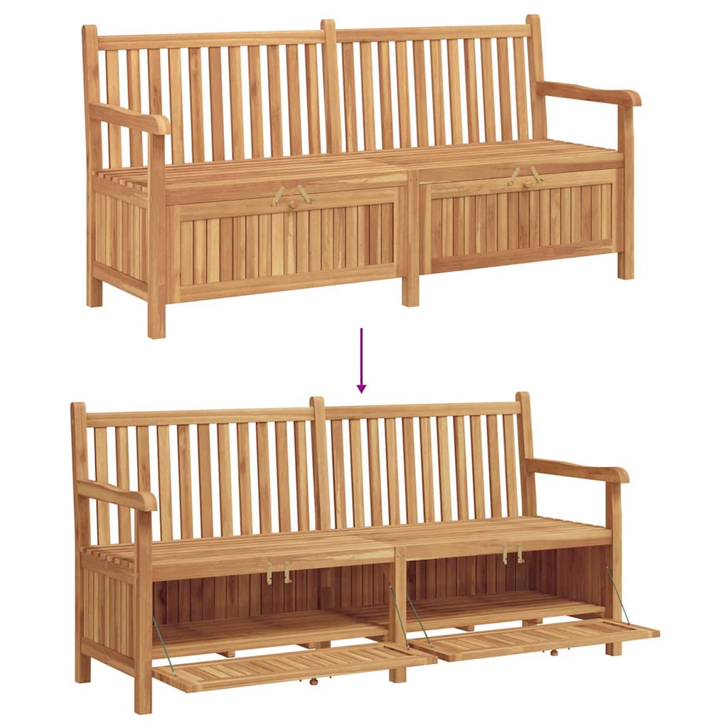 Gartenbank mit Speicher 180 x 60 x 90 cm Massivholz Teak
