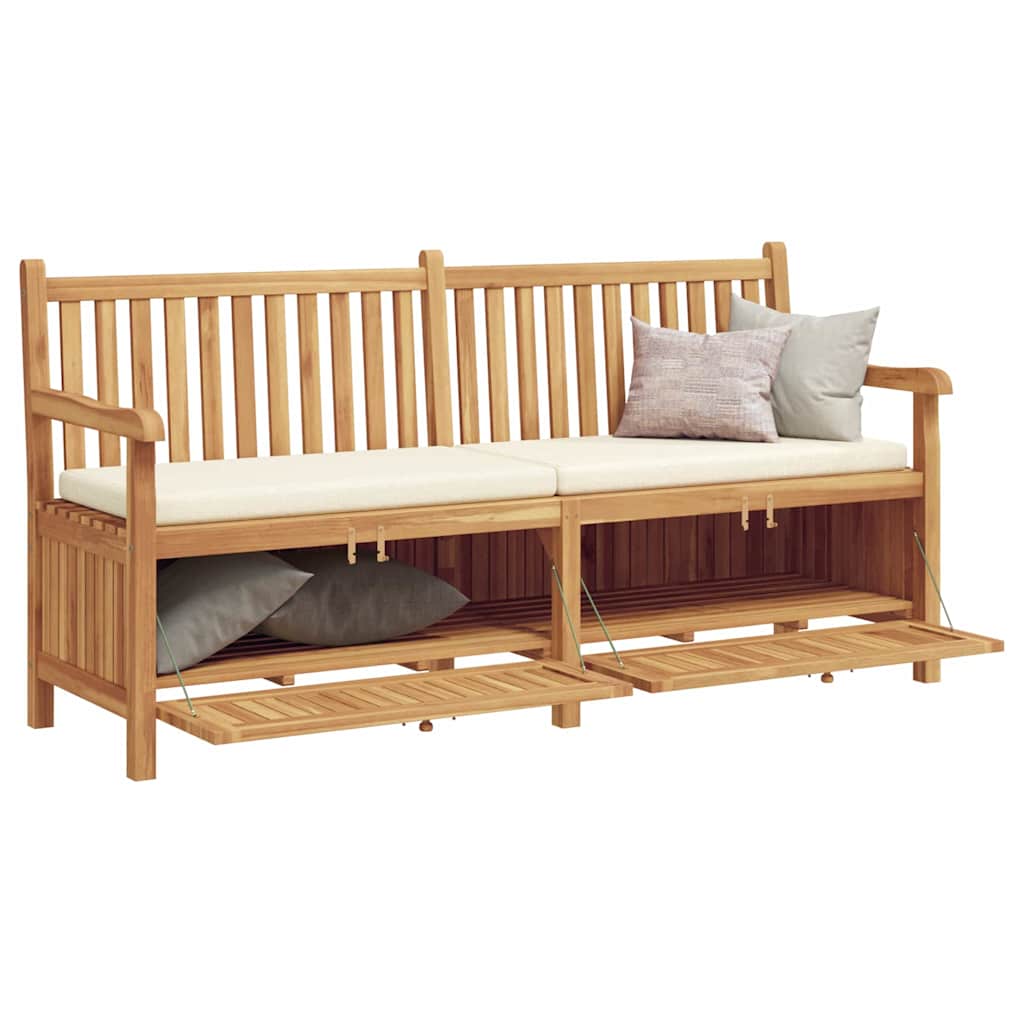 Gartenbank mit Speicher 180 x 60 x 90 cm Massivholz Teak