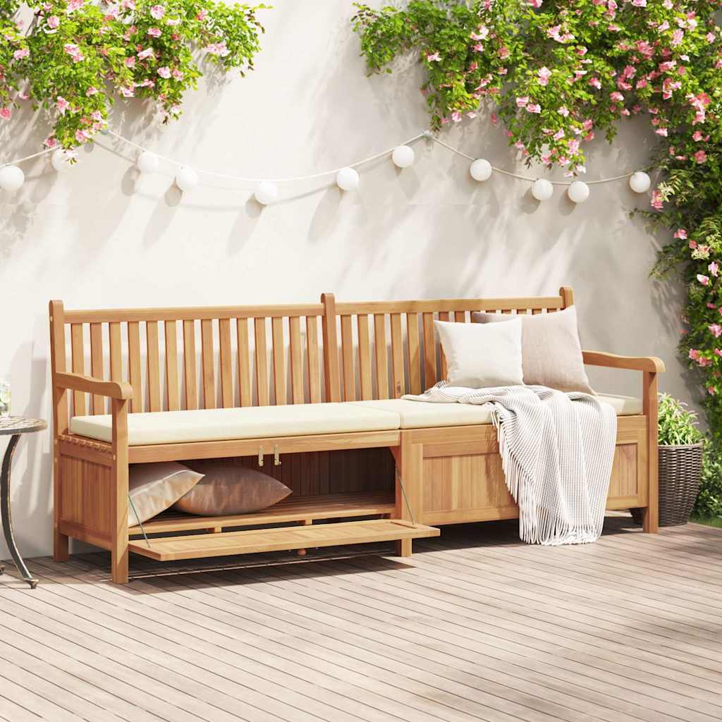 Gartenbank mit Speicher 228 x 60 x 90 cm Massivholz Teak
