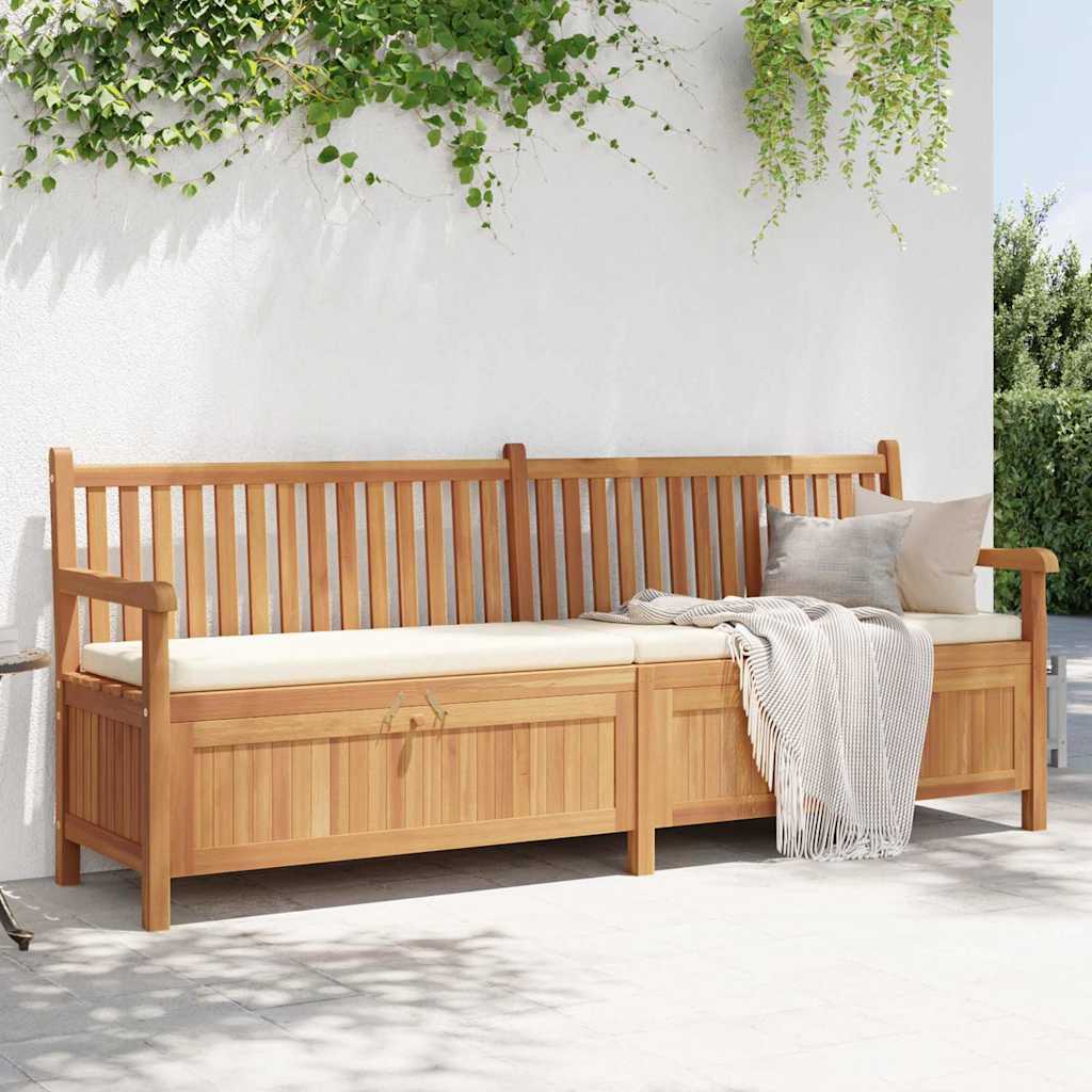 Gartenbank mit Speicher 228 x 60 x 90 cm Massivholz Teak