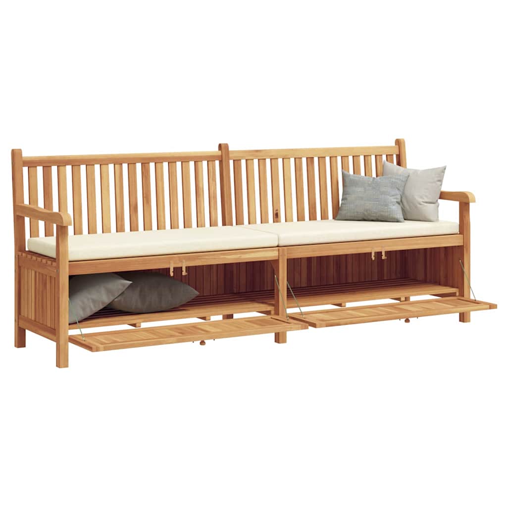Gartenbank mit Speicher 228 x 60 x 90 cm Massivholz Teak