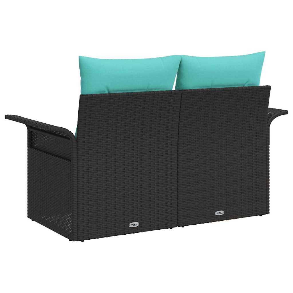 Garten-Sofa mit Kissen 141 x 62 x 69 cm Poly-Rattan