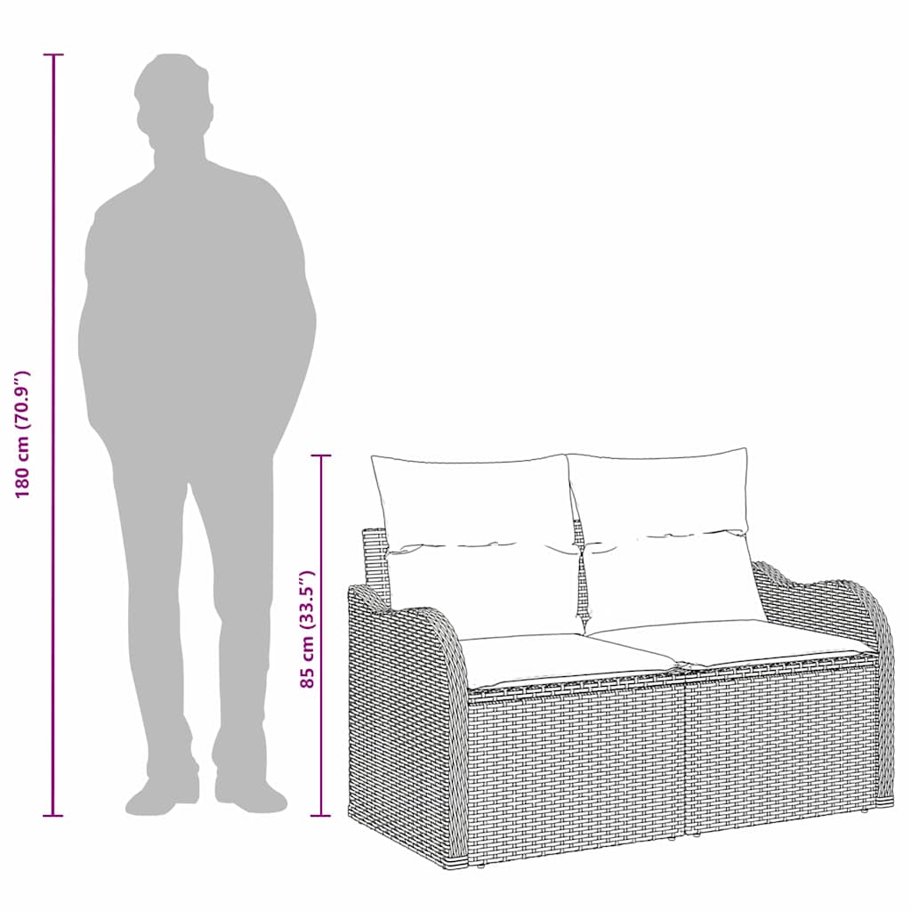 Gartensofa mit Kissen Beige 121 x 62 x 69cm Poly-Rattan