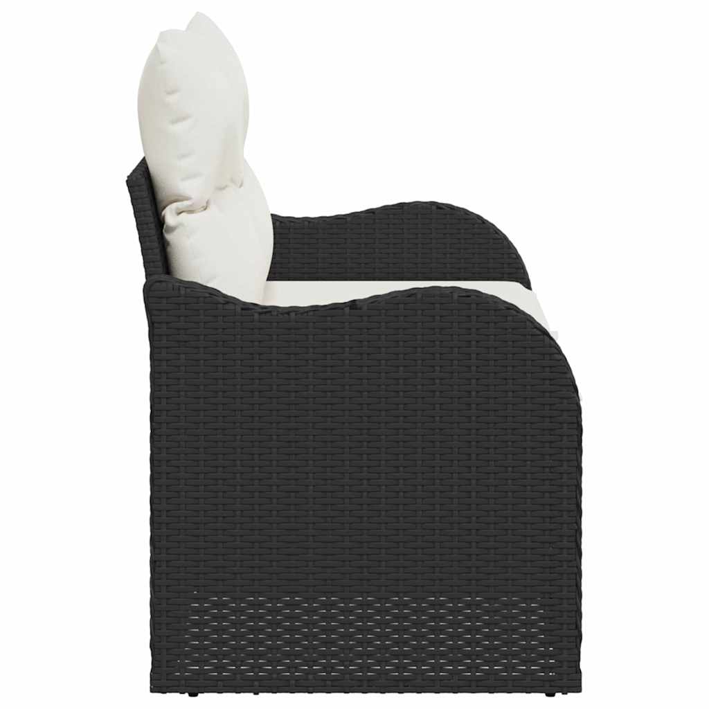 Gartensofa mit Kissen Schwarz 121 x 62 x 69cm Poly-Rattan