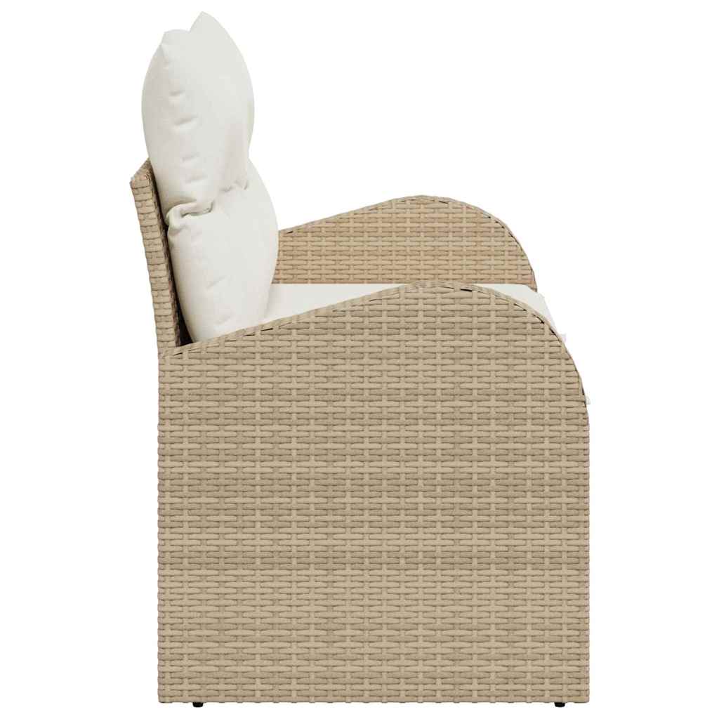 Gartensofa mit Kissen Beige 124 x 62 x 69cm Poly-Rattan