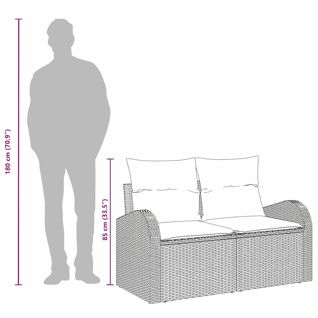 Gartensofa mit Kissen Beige 124 x 62 x 69cm Poly-Rattan
