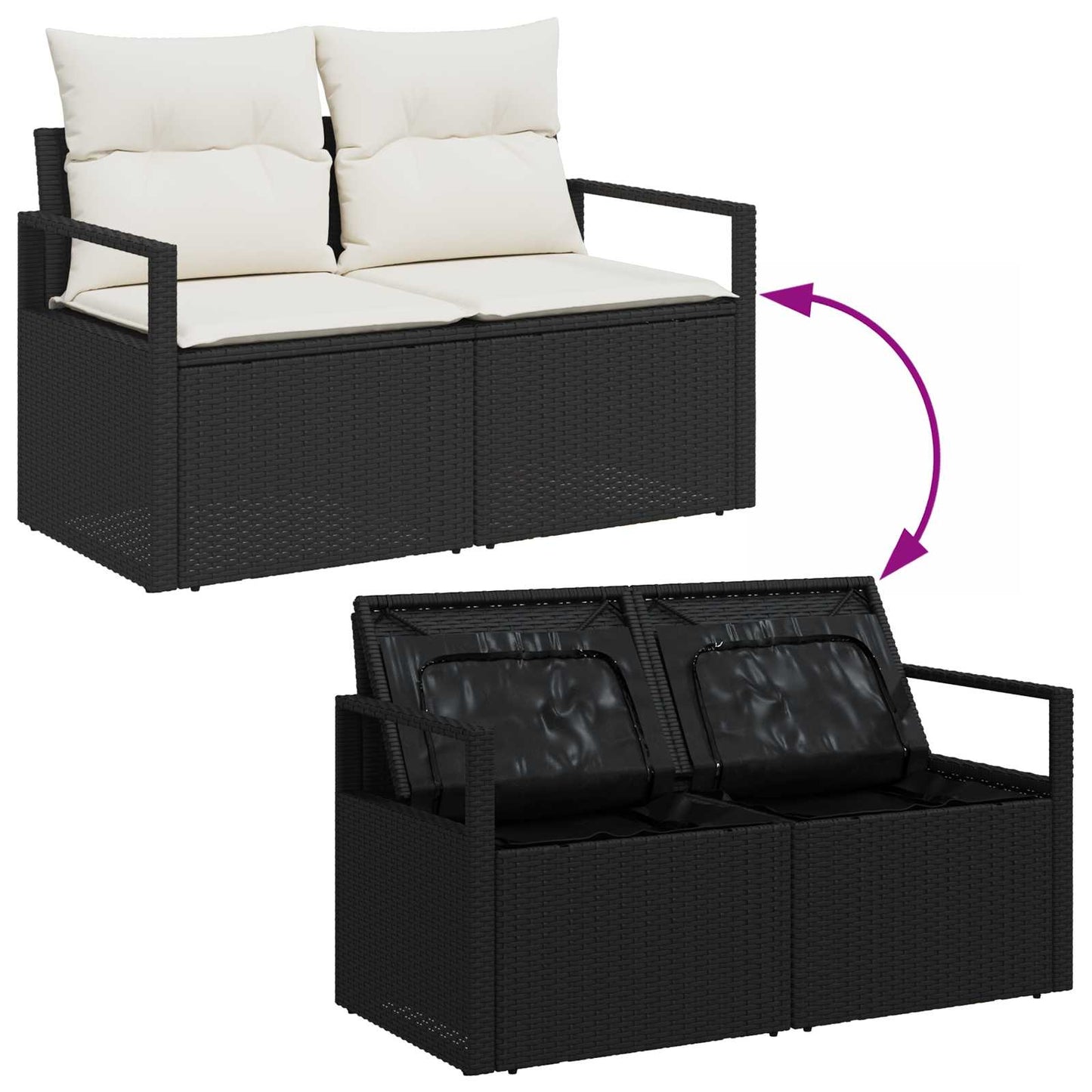 Garten-Sofa mit Kissen 120 x 62 x 69 cm Poly-Rattan