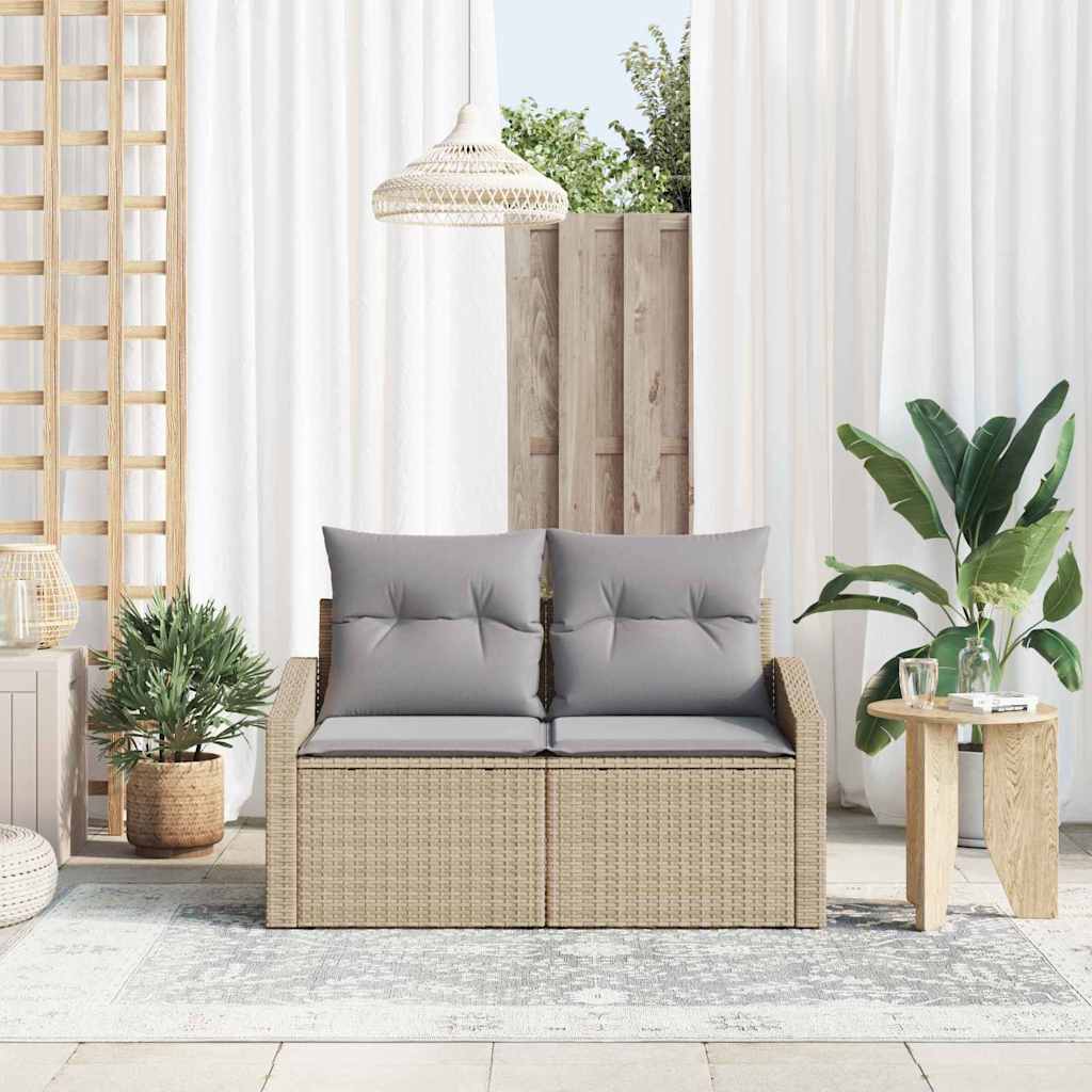 Garten-Sofa mit Kissen 123 x 62 x 69 cm Poly-Rattan