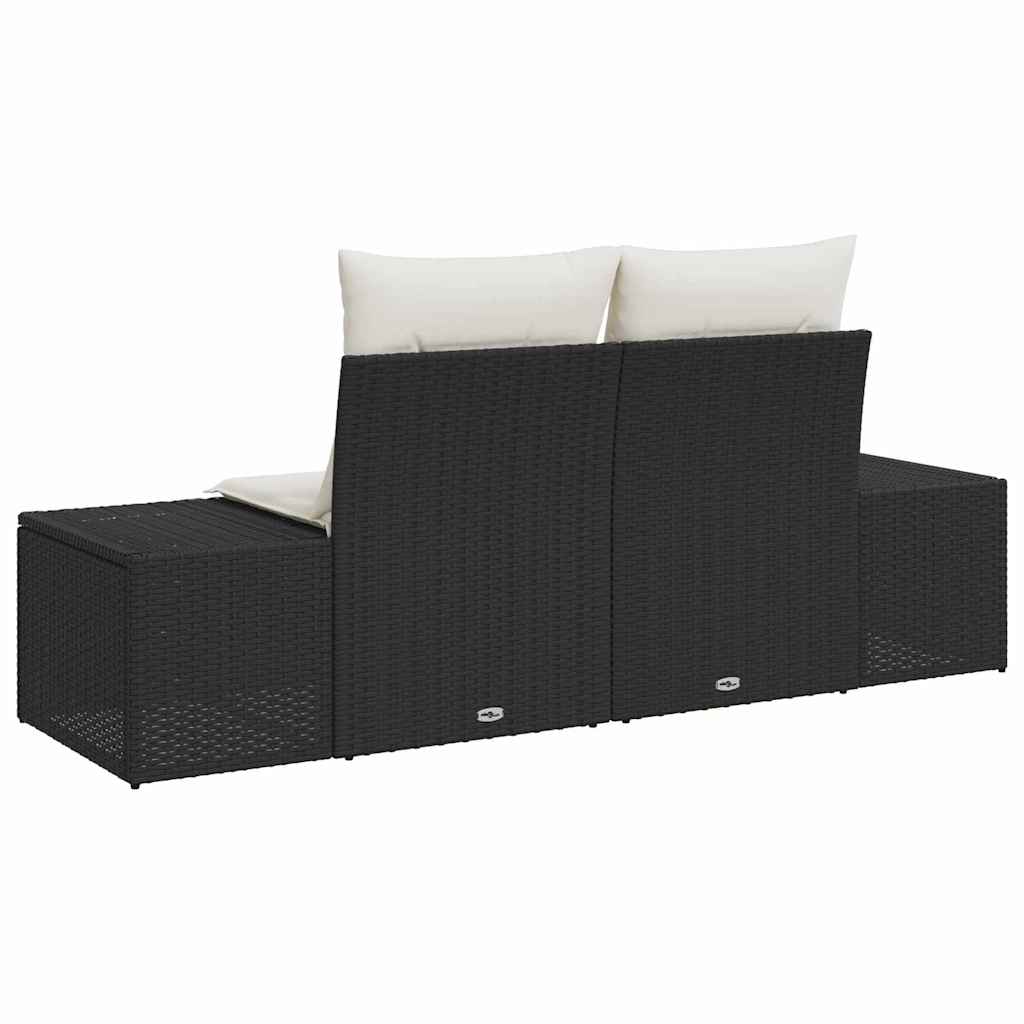Gartensofa mit Kissen Schwarz 184 x 62 x 69 cm Poly-Rattan