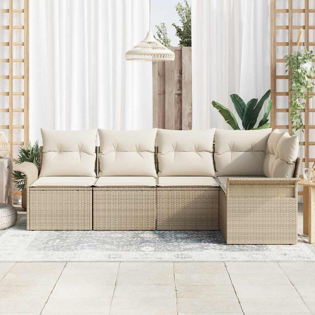 Gartensofa-set mit Kissen 5 pcs Poly-Rattan