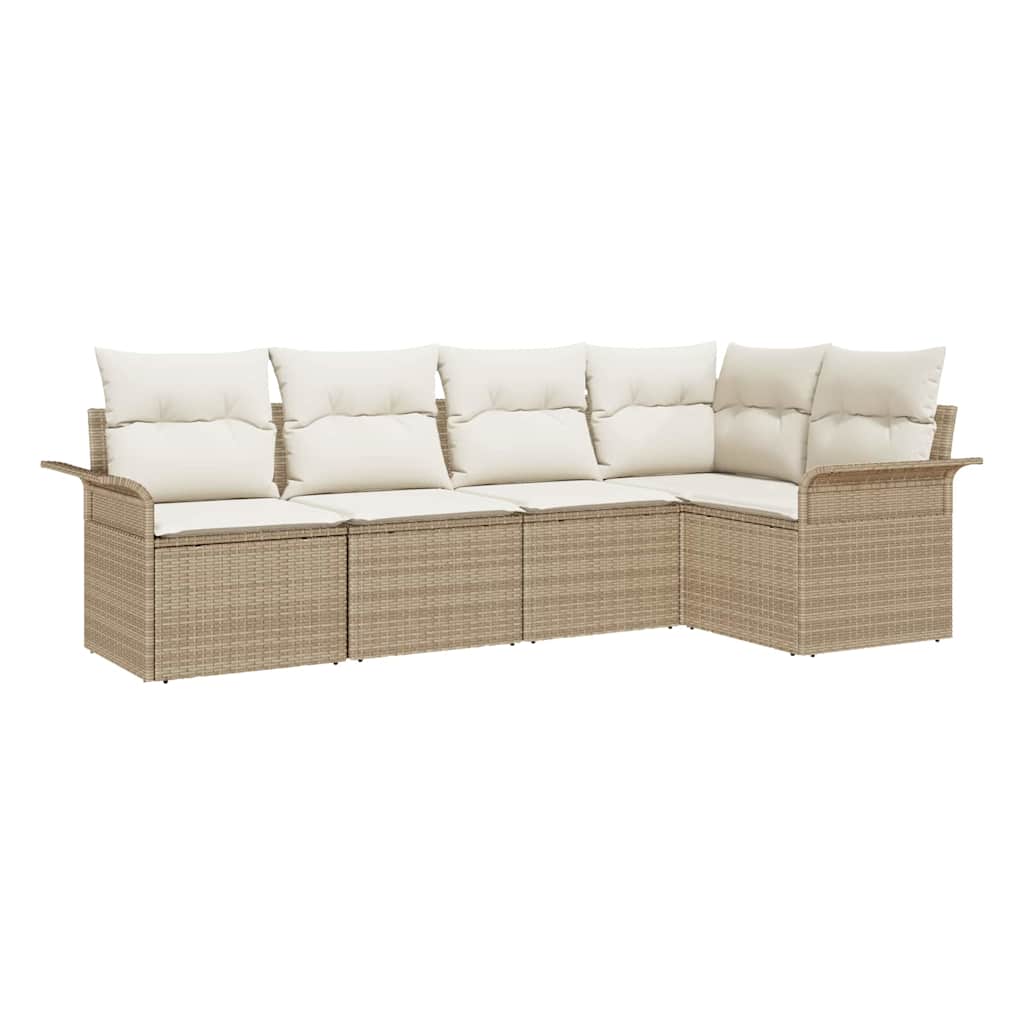 Gartensofa-set mit Kissen 5 pcs Poly-Rattan