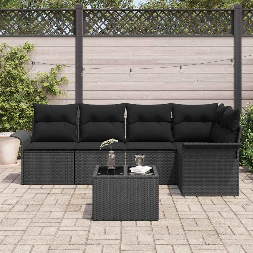 Gartensofa-set mit Kissen 6 pcs Poly-Rattan