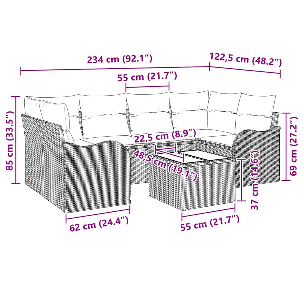 Gartensofa-set Beige 55 x 55 x 37 cm Poly-Rattan