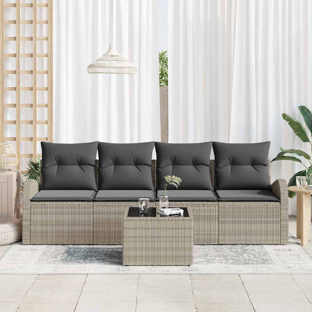 Gartensofa-set Hellgrau 55 x 55 x 37 cm Poly-Rattan