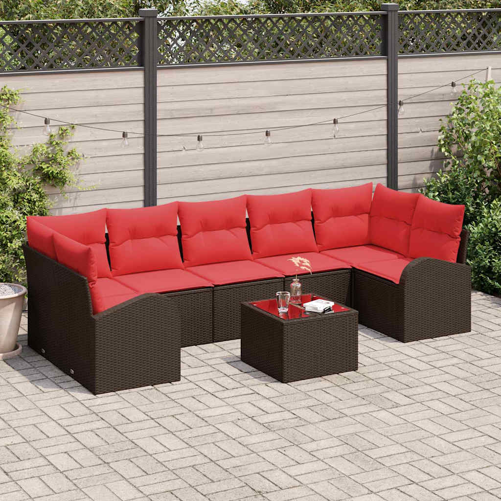 Gartensofa-set Braun und Rot 55 x 55 x 37 cm Poly-Rattan