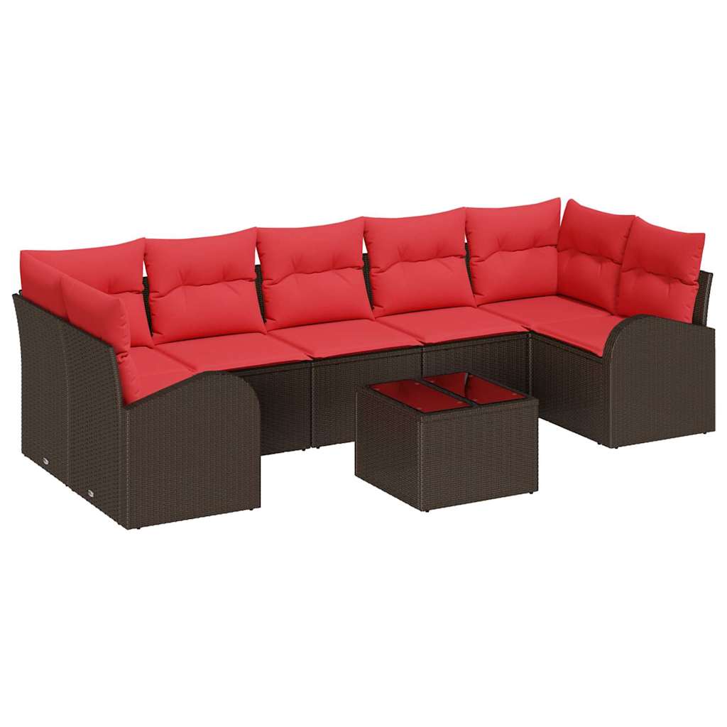 Gartensofa-set Braun und Rot 55 x 55 x 37 cm Poly-Rattan