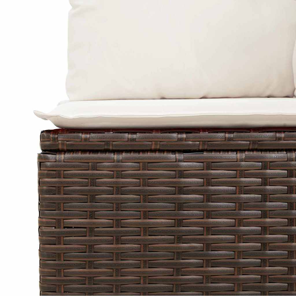 Sofa Set 5 pcs Braun und Creme Poly-Rattan