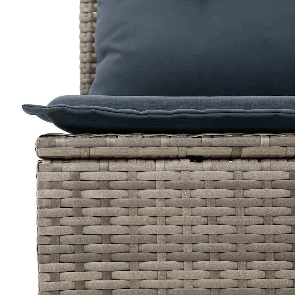 Sofa Set 6 pcs Grau und Marineblau Poly-Rattan