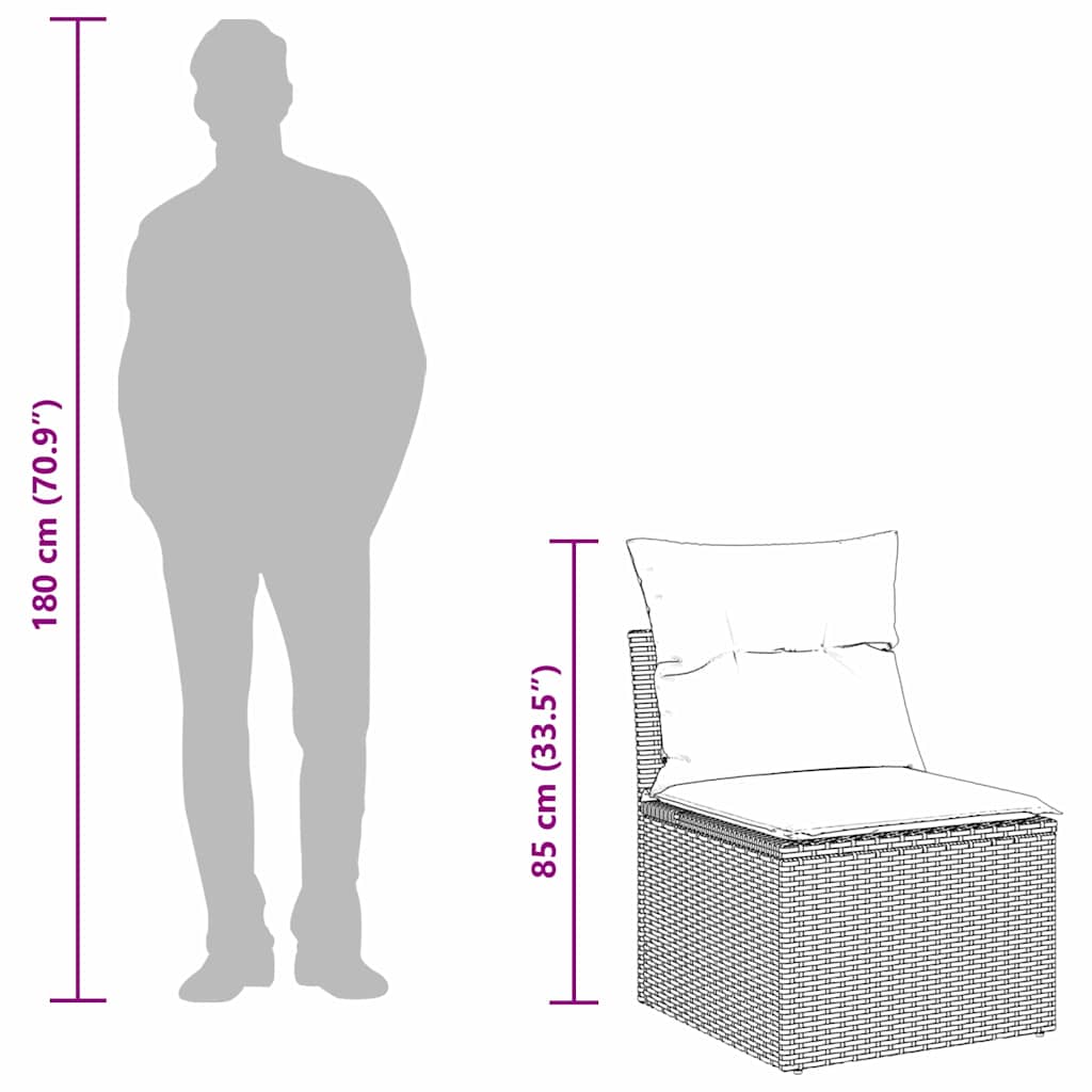 Sofa Set mit Kissen 7 pcs Grau Poly Rattan