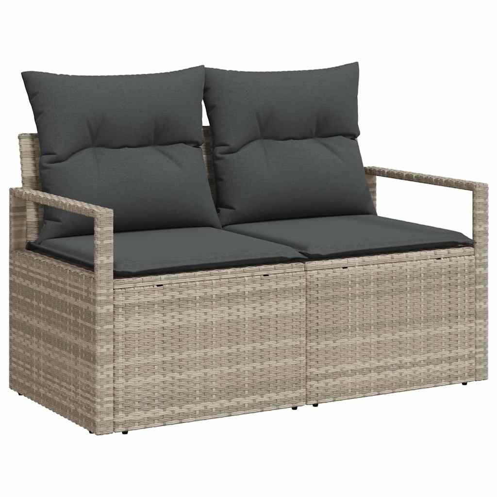 Sofa Set mit Kissen 8 pcs Hellgrau und Dunkelgrau Poly Rattan
