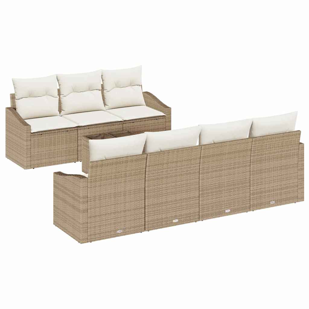 Sofa Set mit Kissen 8 pcs Beige und Creme Poly Rattan