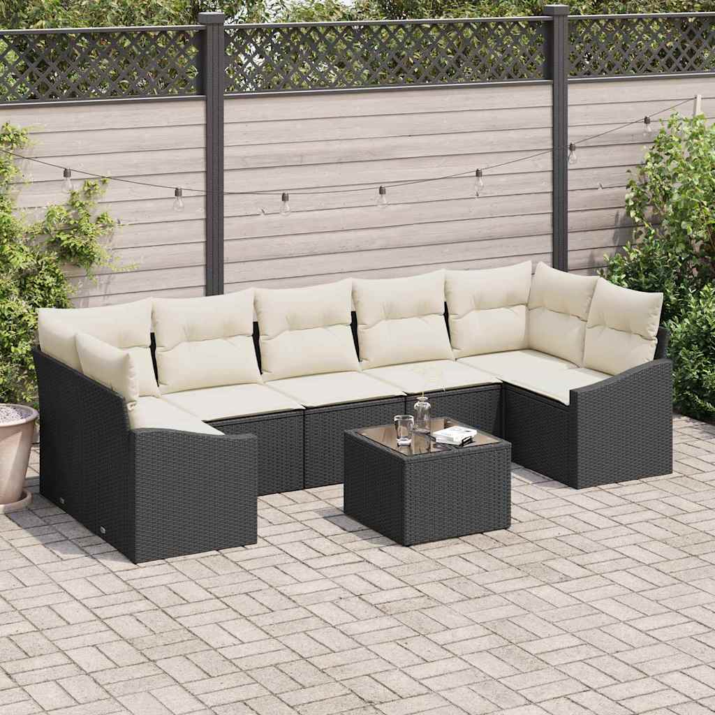 Sofa Set Schwarz und Creme 55 x 55 x 37 cm Poly Rattan