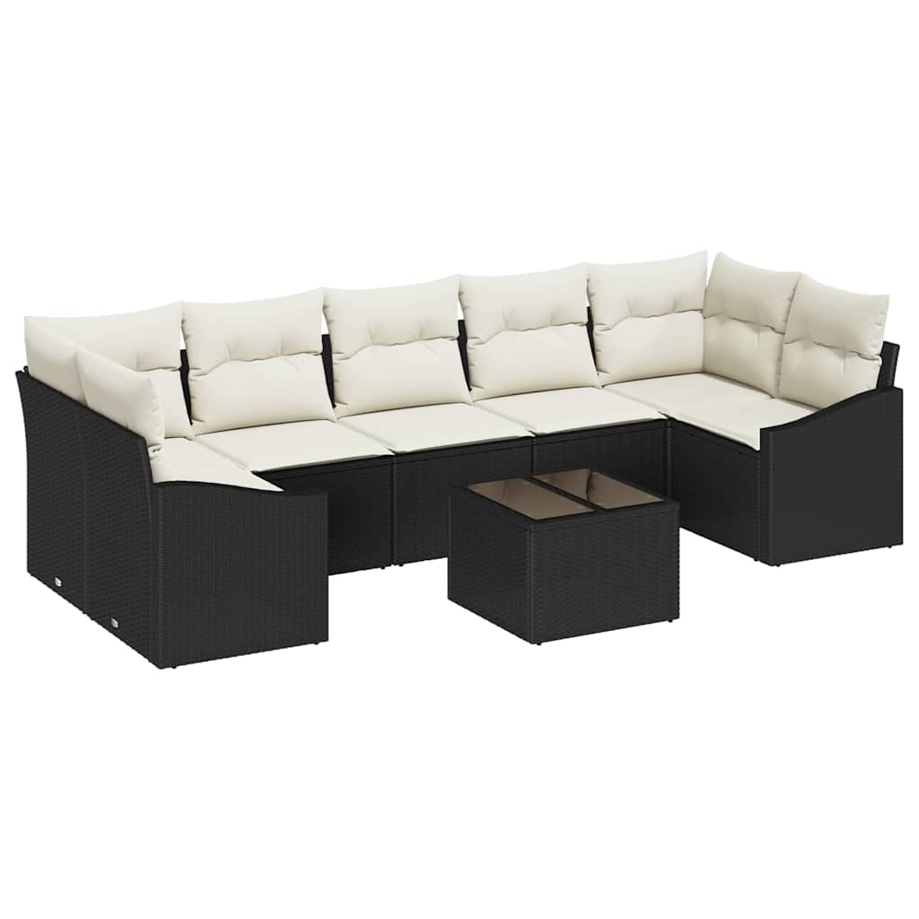 Sofa Set Schwarz und Creme 55 x 55 x 37 cm Poly Rattan