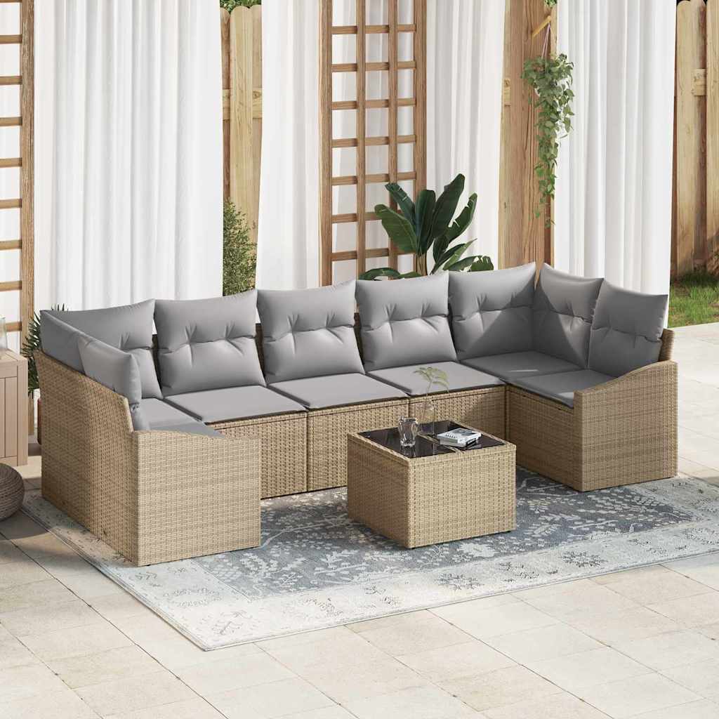 Sofa Set Beige und Hellgrau 55 x 55 x 37 cm Poly Rattan