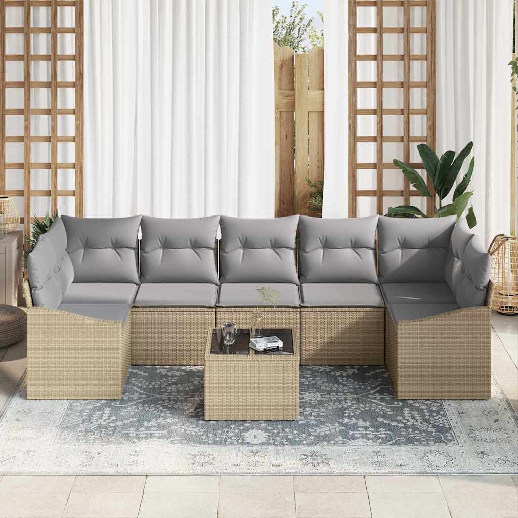 Sofa Set Beige und Hellgrau 55 x 55 x 37 cm Poly Rattan