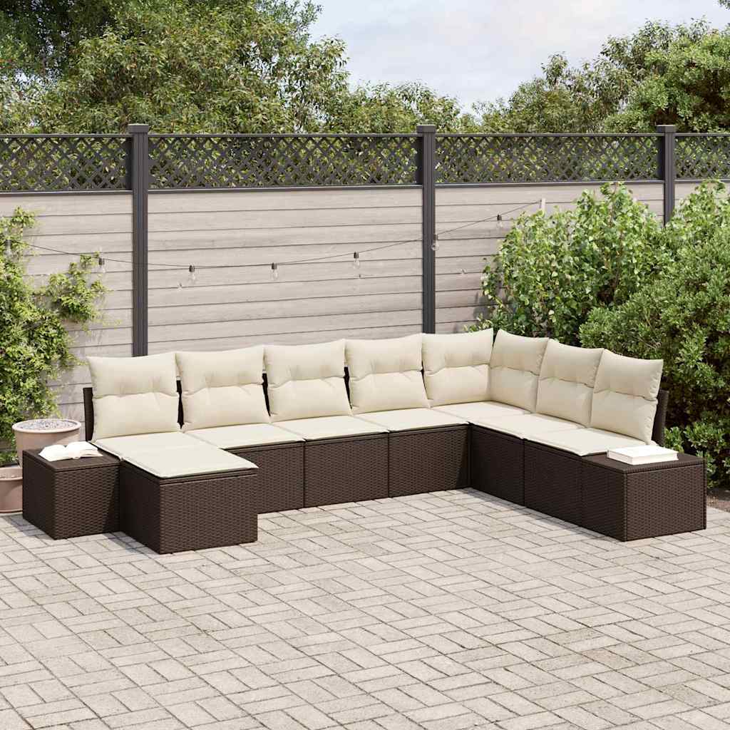 Gartensofa-set mit Kissen 8 pcs Poly-Rattan