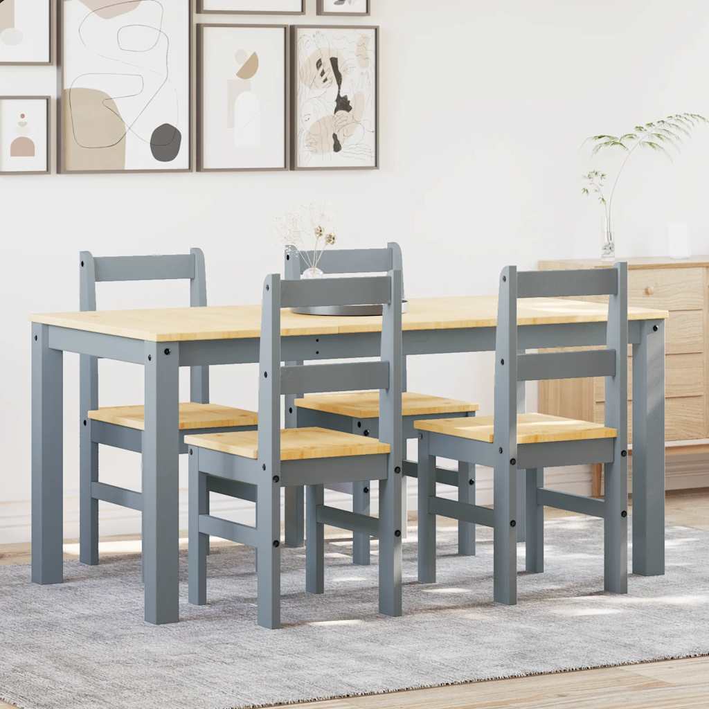 5-tlg. Essgruppe PANAMA Grau Massivholz Kiefer