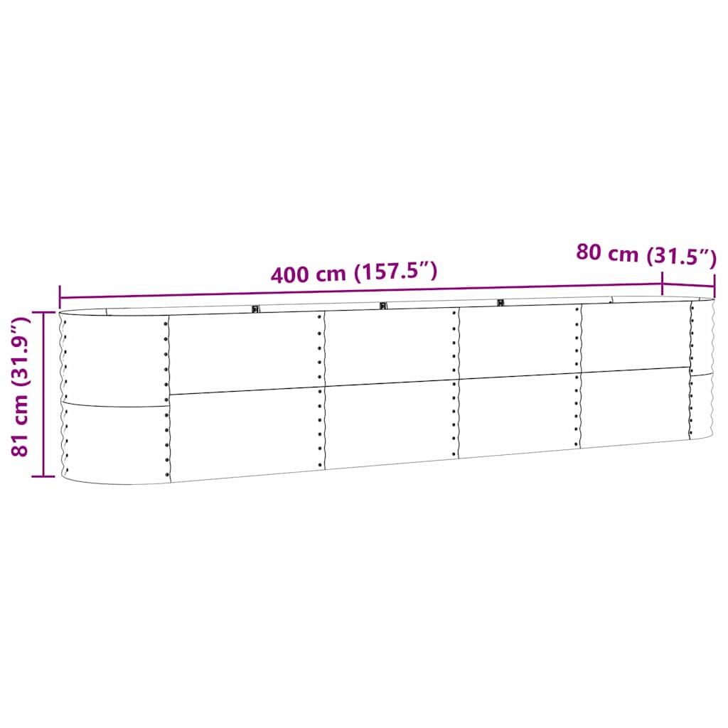 Hochbeet Braun 400 x 80 x 81 cm Stahl