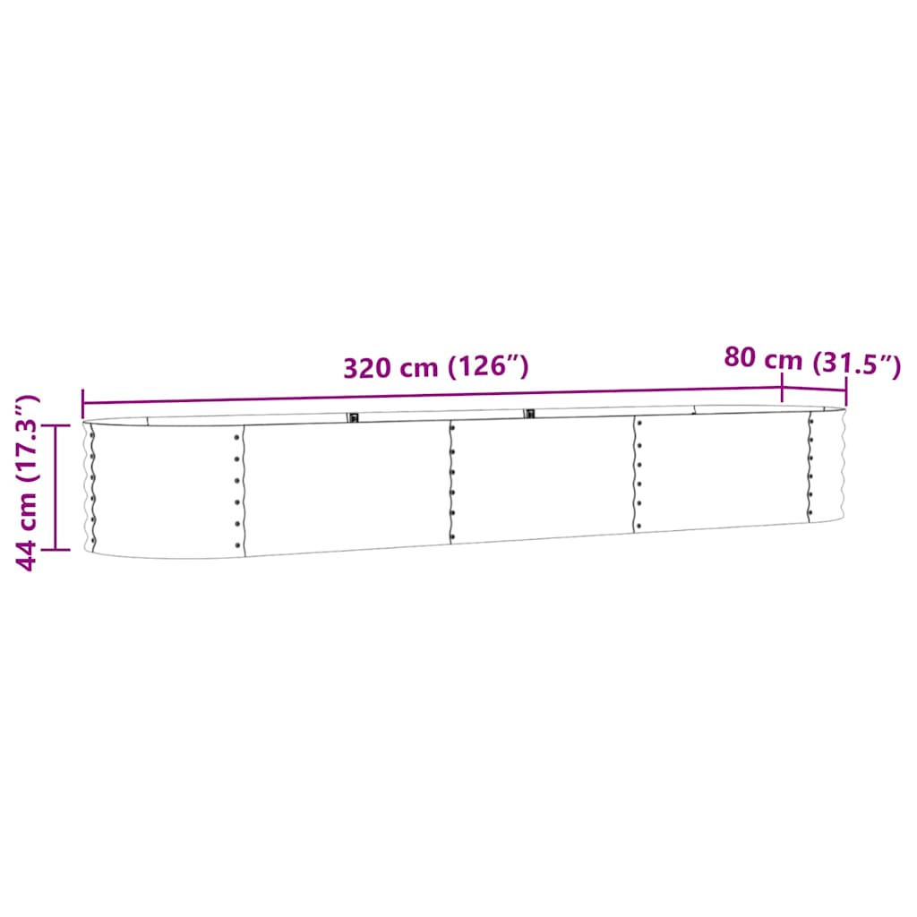 Hochbeet Braun 320 x 80 x 44 cm Stahl