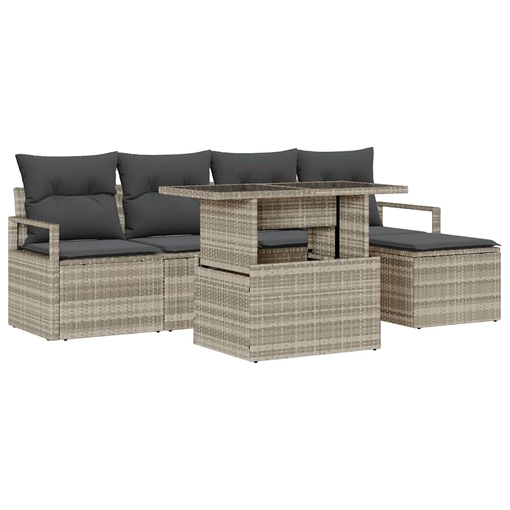 Garten-Sofa-Set mit Kissen 6 pcs Hellgrau