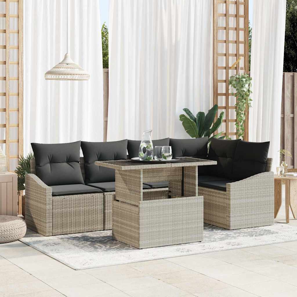Garten-Sofa-Set mit Kissen mit Speicher 6 pcs Hellgrau