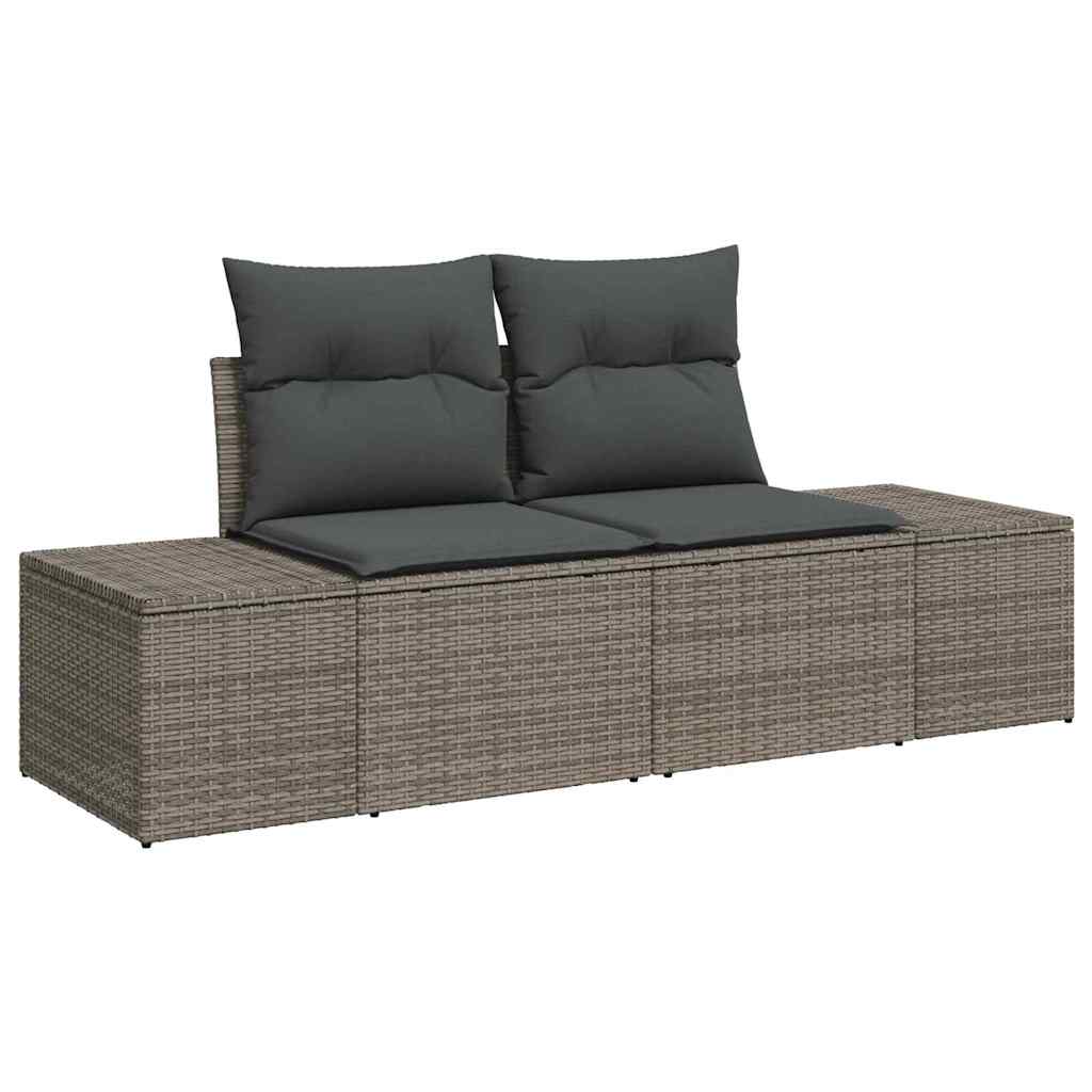 Sofa Set mit Kissen 7 pcs Grau Poly-Rattan