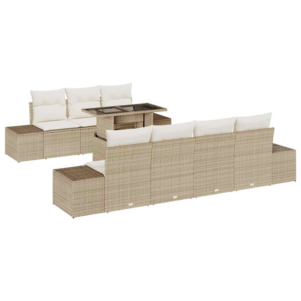 Sofa Set mit Kissen 8 pcs Beige und Creme Poly-Rattan