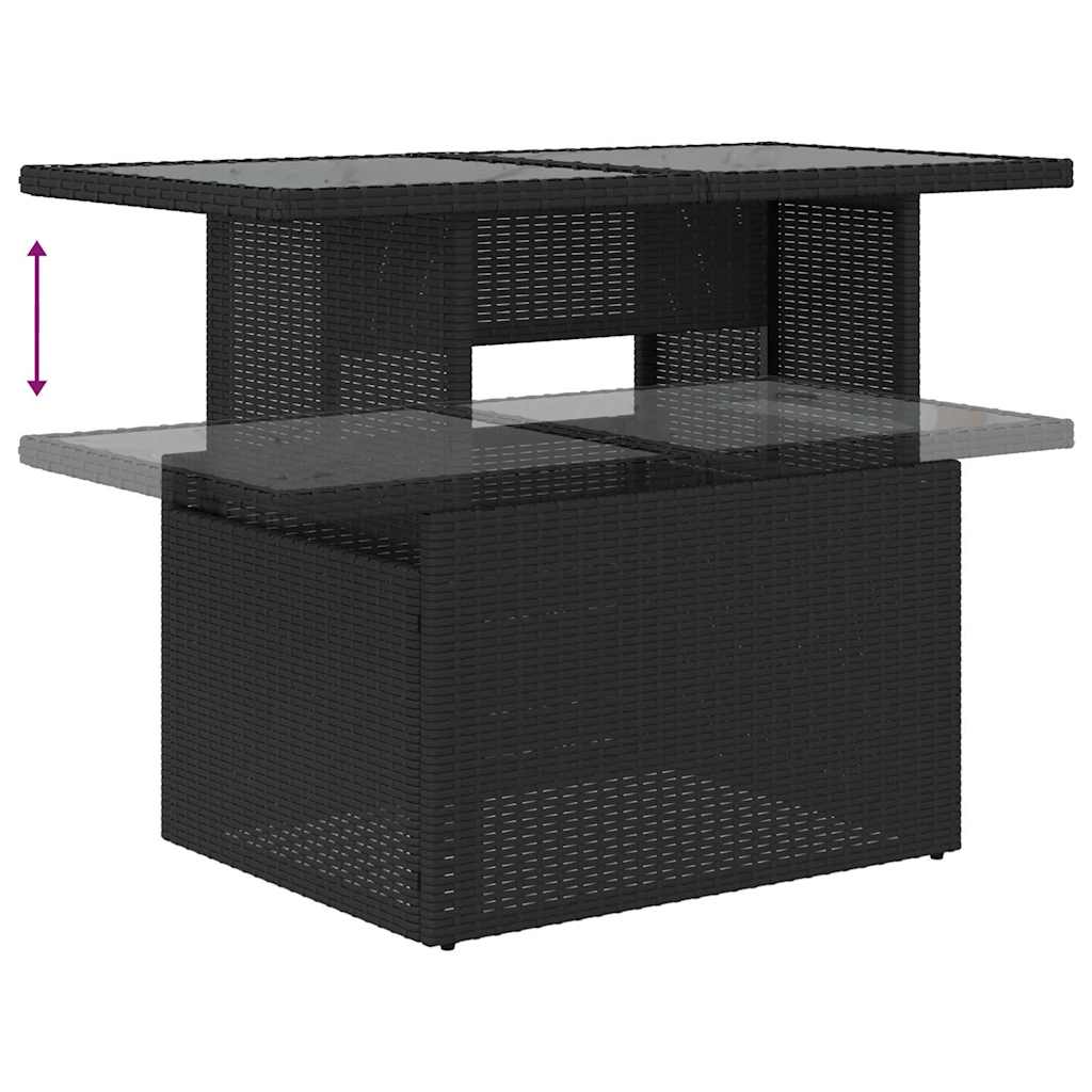 Gartensofa-set mit Kissen 9 pcs Schwarz und Creme Poly-Rattan