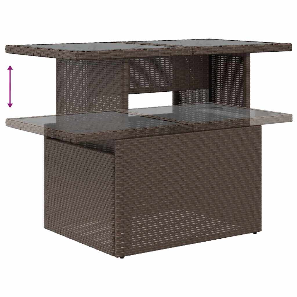 Garten-Sofa-Set mit Kissen mit Speicher 11 pcs Braun und Creme