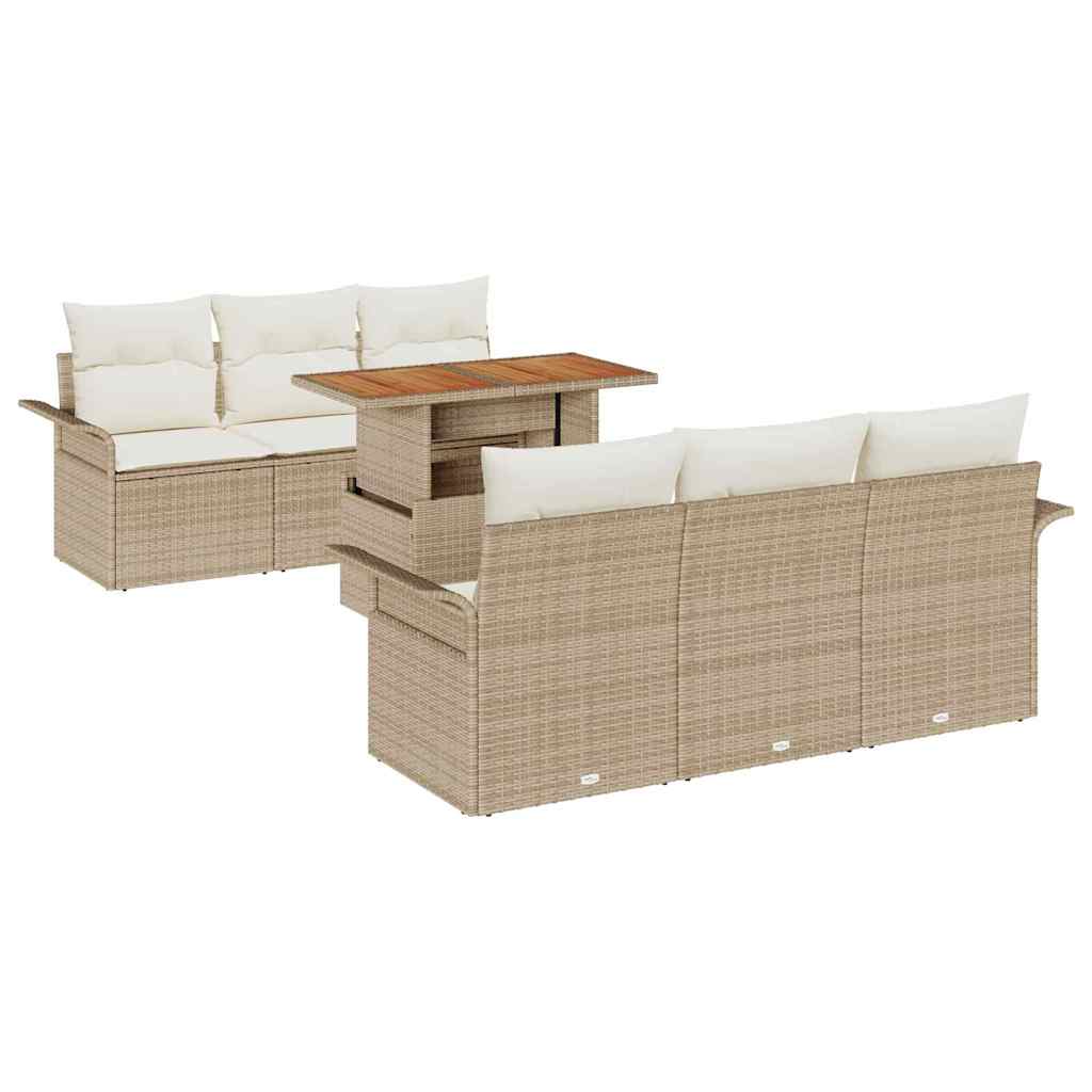Garten-Sofa-Set mit Kissen 7 pcs Beige und Creme