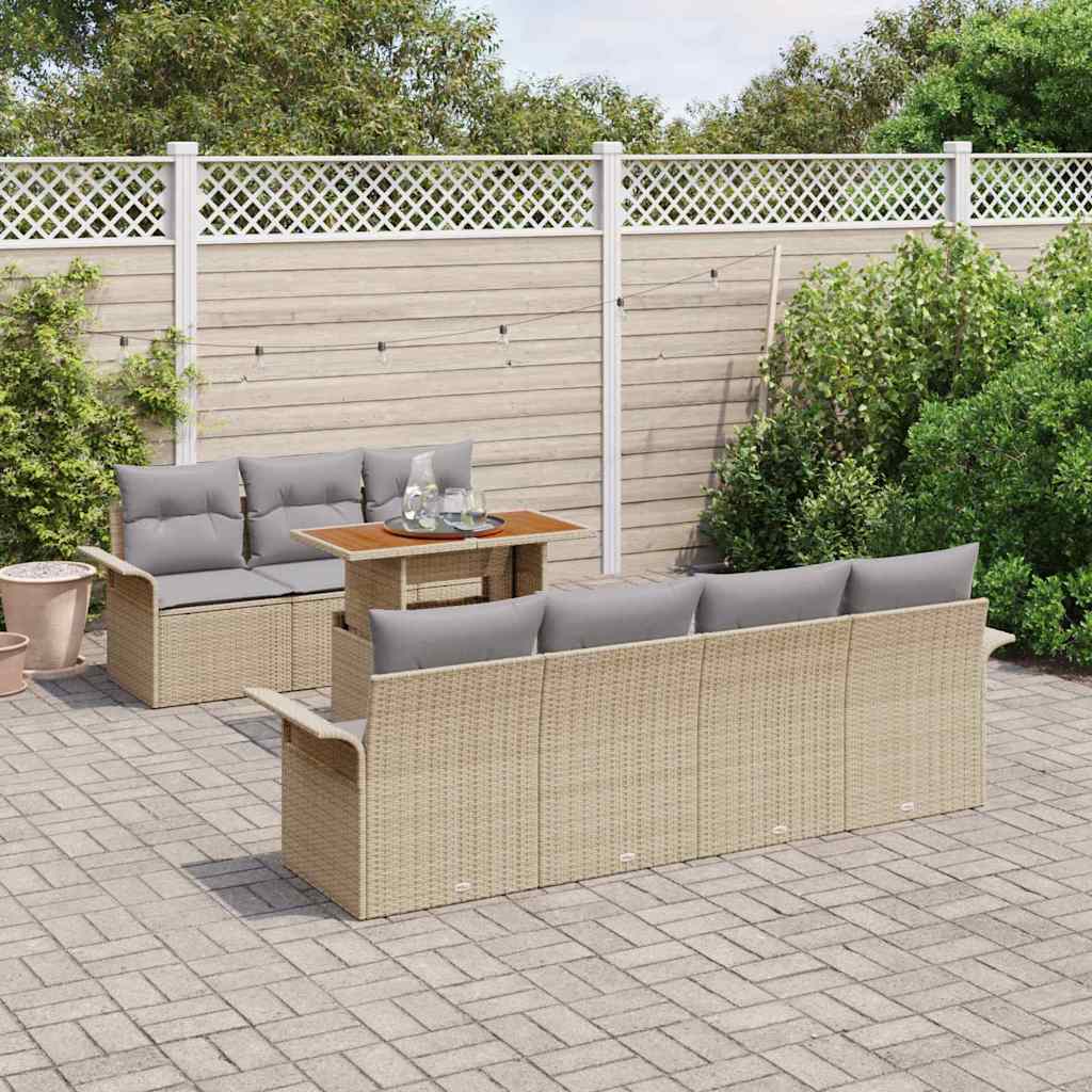 Garten-Sofa-Set mit Kissen 8 pcs Beige und Hellgrau