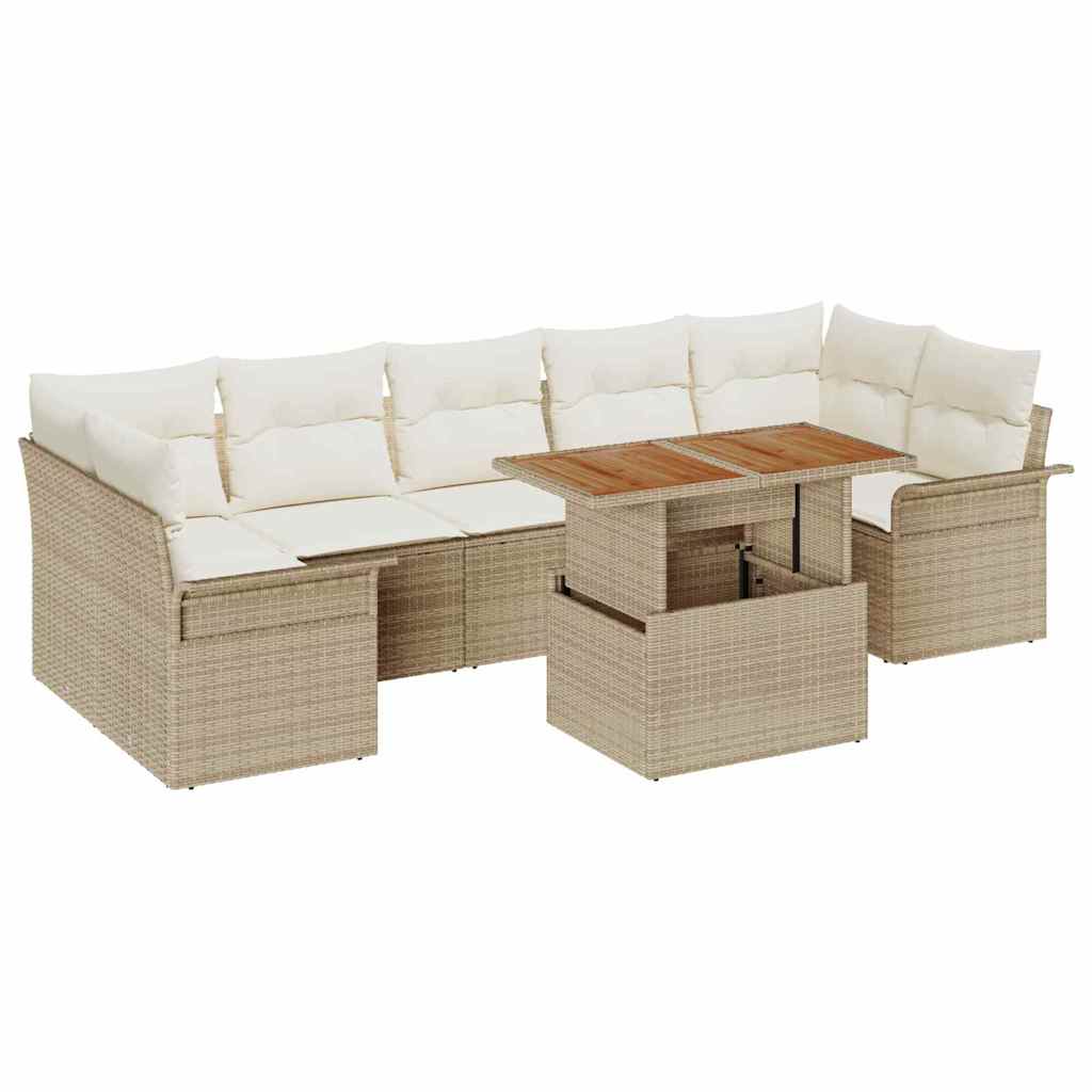 Garten-Sofa-Set mit Kissen 8 pcs Beige und Creme
