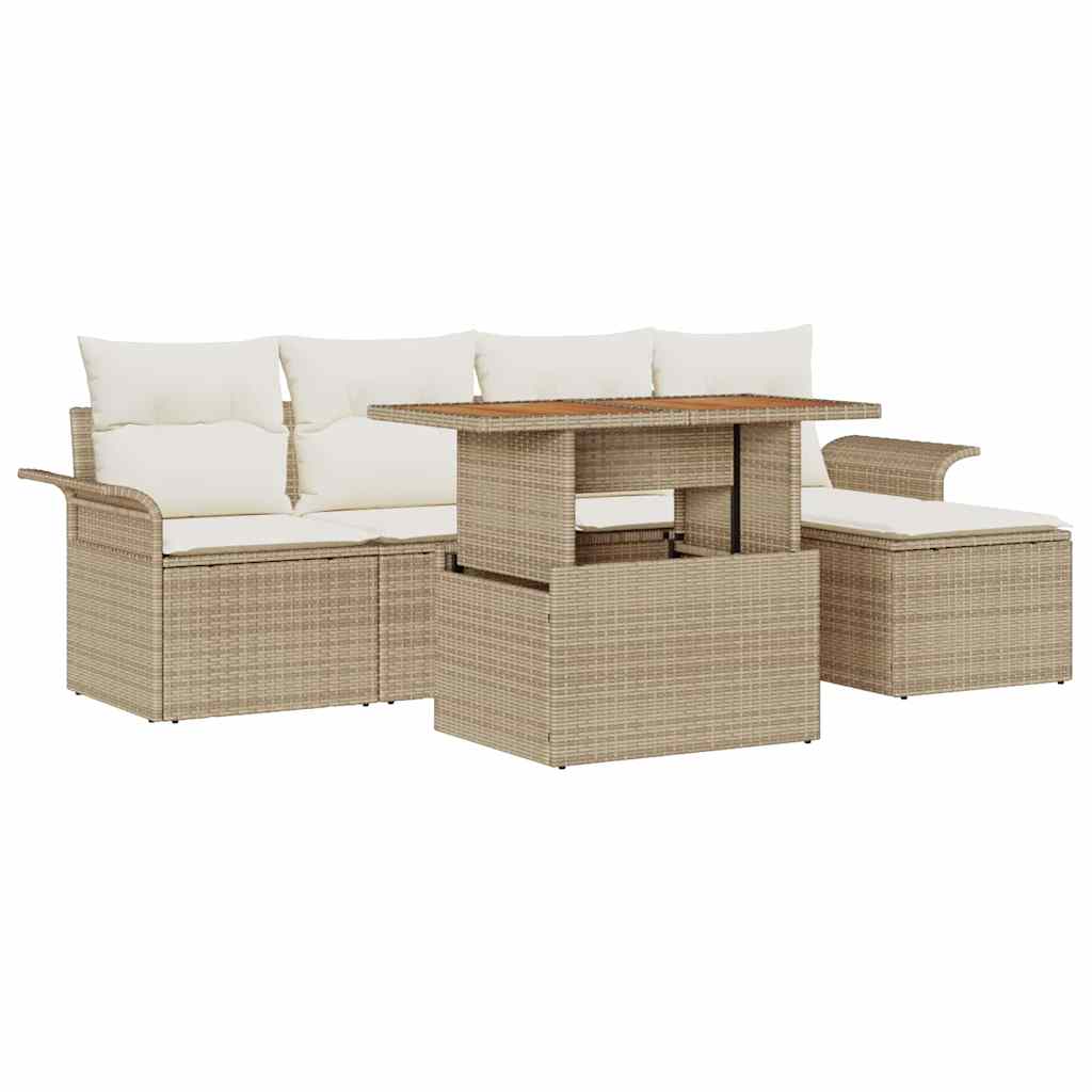 Garten-Sofa-Set mit Kissen 6 pcs Beige und Creme