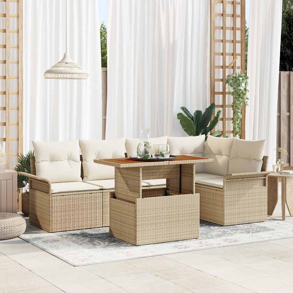 Garten-Sofa-Set mit Kissen 6 pcs Beige und Creme